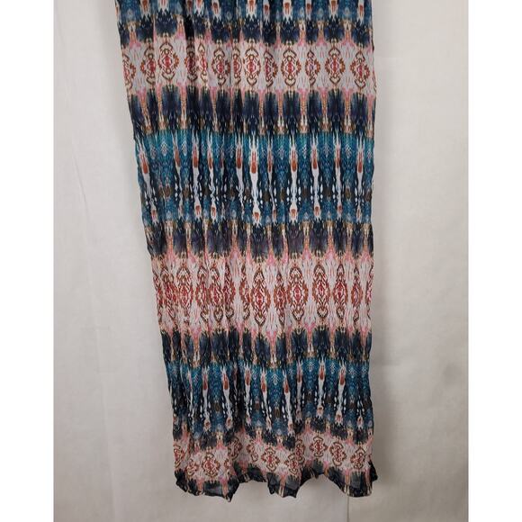 Nicole Miller Artelier blue and red print gauzy artsy maxi dress size 4 Boho - Picture 4 of 14